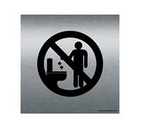 AUA SIGNALETIQUE - Plaque Alu Brossé Ne rien Jeter dans ces WC - 130x130 mm