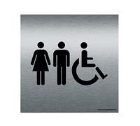 AUA SIGNALETIQUE - Plaque Alu Brossé PMR - 130x130 mm