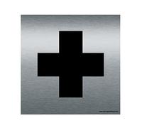 AUA SIGNALETIQUE - Plaque Alu Brossé Premiers Secours, Infirmerie - 130x130 mm
