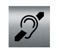 AUA SIGNALETIQUE - Plaque Aluminium Brossé Déficience Auditive - 130x130 mm