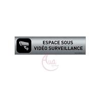 AUA SIGNALETIQUE - Plaque Aluminium brossé imprimé AluSign DARK - 200x50 mm - Double Face adhésif au dos (Espace Sous Vidéo)