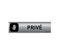 AUA SIGNALETIQUE - Plaque Aluminium brossé imprimé AluSign DARK - 200x50 mm - Double Face adhésif au dos (Privé)