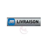 AUA SIGNALETIQUE - Plaque de porte Aluminium brossé imprimé AluSign - 200x50 mm - Double Face adhésif au dos - Impression UV directement sur l'aluminium (Pas de contre collage) (Livraison)