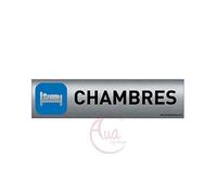 AUA SIGNALETIQUE - Plaque de porte Aluminium brossé imprimé AluSign - 200x50 mm - Double Face adhésif au dos - Impression UV directement sur l'aluminium (Pas de contre collage) (Chambres)