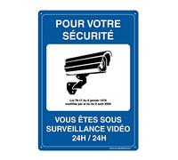AUA SIGNALETIQUE - Pre-drilled panel (4 holes) with rounded corners - Rigid PVC 1.5 mm - (150x210 mm, You are on Video 24h24)