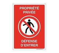 AUA SIGNALETIQUE - Pre-drilled panel with rounded corners - defence of entry private property - 300 x 420 mm, aluminium dibond 3 mm