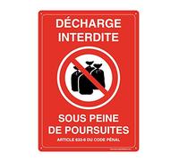 AUA SIGNALETIQUE - Pre-drilled panel with rounded corners - No discharge under penalty of prosecution - 210x300mm, Aluminium Dibond 3mm