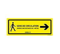 AUA SIGNALETIQUE - Signalisation au Sol Circulation à Droite - Autocollant laminé - jaue 420x160 mm