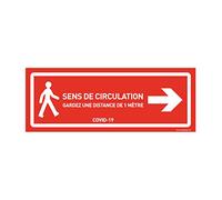 AUA SIGNALETIQUE - Signalisation au Sol Circulation à Droite - Autocollant laminé - Rouge 420x160 mm