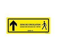 AUA SIGNALETIQUE - Signalisation au Sol Circulation Tout Droit - Autocollant laminé - Jaune 420x160 mm