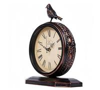 Auafanzy 8-Inch Antique Mantel Clocks for Living Room, Retro Table Metal Silent Clocks for Fireplace, Easy to Read Decorative Mantel Clocks with Top Bird for Bedroom, Office, Desktop (Roman Numerals)