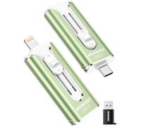 AUAMOZ 256GB Mini Dual Interface Flash Drive, USB-C & USB-L, Portable Memory Stick Compatible with iPhone 17/16/15/14/13/12/11, iPad, Android & PC, Easy to Save Photos, Videos & Files (Sage Green)