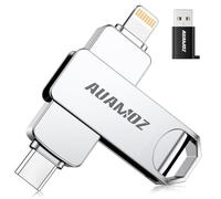 AUAMOZ 512GB Flash Drive Intended for iPhone, Memory Stick Storage Files Photos Videos Backup, Compatible with iPhone iPad Android PC, Plug and Play, No Application Required (Metal Silver)