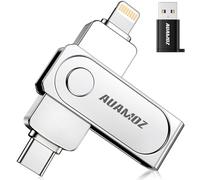AUAMOZ 512GB Flash Drive Intended for iPhone, Memory Stick Storage Files Photos Videos Backup, Compatible with iPhone iPad Android PC, Plug and Play, No Application Required (Metal Silver)