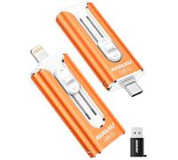 AUAMOZ 512GB Mini Dual Interface Flash Drive, Portable Memory Stick Compatible with iPhone 17/16/15/14/13/12/11, iPad, Android & PC, Easy to Save Photos, Videos & Files (1 Pack-Cosmic Orange)