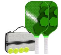 Auaozo Pickleball Paddles Set of 2, Lightweight USAPA Carbon Fiber Pickleball Set, Non-Slip Grip, 4 Outdoor Balls & Paddle Cover for Men Women Kids (Green Pickleball Paddles Set of 2)