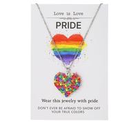 Auaozo Stainless Steel Rainbow LGBT Pride Bracelet and Pride Necklace for Lgbtq Gay Sunset Lesbian Trans Bisexual Asexual Pride Month Gifts, One Size, Stainless Steel, 1
