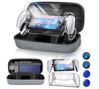 Auarte 12 in 1 Accessories Set for PlayStation Portal, Hard Carrying Case for PS Portal with Clear Skin Case for PS5 Portal, 2 Screen Protector with 4 Thumb Grip, Light Gray [PlayStation_vita]