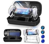 Auarte 12 in 1 Accessories Set for PlayStation Portal, Hard Carrying Case for PS Portal with Clear Skin Case for PS5 Portal, 2 Screen Protector with 4 Thumb Grip, Carbon Black