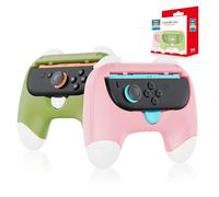 Auarte Controller Grips for Joy-Con Compatible with Nintendo Switch 2, 2 Pack Cute Comfort Wear-Resistant Handle Kit Accessories, Holder for 2025 Switch 2 Joypad(White, Pink and Green)