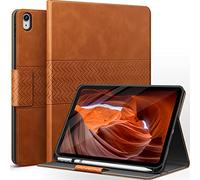 AUAUA Case for iPad (A16) 11th/10th Generation (2025/2022, 11/10.9-inch), with Pencil Holder, Auto Sleep/Wake, Adjustable Stand, PU Leather (Brown)