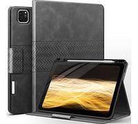 AUAUA Case for iPad Pro 12.9 6th/5th/4th/3rd Generation 2022/2021/2020/2018, Vegan Leather Stand Cover with Pencil Holder, Auto Sleep/Wake (Grey)