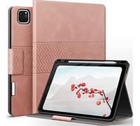 AUAUA Case for iPad Pro 12.9 6th/5th/4th/3rd Generation 2022/2021/2020/2018, Vegan Leather Stand Cover with Pencil Holder, Auto Sleep/Wake (Pink)