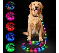 AUAUY 1.2 M (4 FT) LED Dog Leash, Rechargeable Reflective LED Leash, 12 Light Modes, USB Rechargeable, Suitable for Nighttime Walks with Large, Medium, and Small Pets