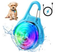 AUAUY 1 Pack LED Dog Collar Light, 4 Modes USB Rechargeable Light Up Dog Collars, IP68 Waterproof Pet Collar Light, LED Safety Light for the Dark for Night Walking Running Camping Dog Collar-Blue
