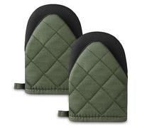 AUAUY 1 Pair Short Oven Mitts, Green Heat Resistant Neoprene Cotton Mitt, With Surface And Hanging Loop Mits, Kitchen Mini Mitts Cute for Cooking, Baking Grilling, (M1-3507172)