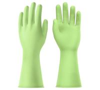 AUAUY 1 Pairs Reusable Washing up Gloves, Rubber Odorless Cleaning Gloves, Non-Slip and Waterproof Household Dishwashing Gloves with Embossed Palm for Kitchen Cleaning, Laundry, Gardening (Green, S)