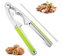 AUAUY 1 PCS Nutcracker, Multifunctional Nut Cracker, Heavy Duty Nut Crackers with Non-Slip Handle and Fork, Nut Opener Tool for Walnut Hazelnut Almonds Pecan Pistachios Seafood (Green)