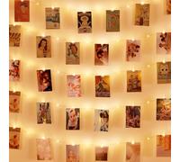 AUAUY 100 LED Photo Clip String Lights, 10M with 60 Clear Clips for Decor