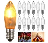 AUAUY 12 Pack E10 Candle Light Bulbs 3W 23V, Warm White 2700K | Candle Arch Spare Bulbs, Candle Bridge Replacement Light Bulbs, E10 Spare Christmas Light Bulbs for Arch, Pointed Stick