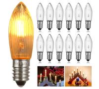 AUAUY 12 Pack E10 Candle Light Bulbs 3W 34V, Warm White 2700K | Candle Bridge Replacement Light Bulbs, Candle Arch Spare Bulbs, E10 Spare Christmas Light Bulbs for Arch, Pointed Stick