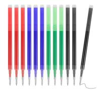 AUAUY 12 Pack Erasable Pen Refills, 4 Colors Black Blue Red Green, Compatible with Pilot Frixion Pens, 0.7mm Stainless Steel Point Smooth Writing Easy Wipe Suitable for Schools, Homes, Offices