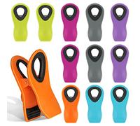 AUAUY 12 x clip closure food bag, magnetic back, ABS plastic clip closure reusable for kitchen, home, office