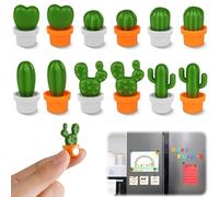 AUAUY 12PCS 3D Mini Cactus Fridge Magnets, Strong and Cute for Whiteboard, Office, Kitchen, Home Decor, Refrigerator Use - Creative Magnetic Stickers for Adults