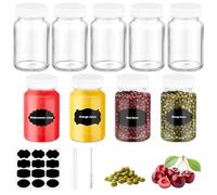 AUAUY 12PCS 60ml/2oz Glass Juice Bottles with Lids and Labels, Reusable Shot Bottles, Travel Portable Mini Clear Jars with Lids, Small Glass Jars for Juice, Sauce, Wine, Dried Fruits