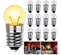AUAUY 12Pcs E10 DC Mini Light Bulbs, 3.5V/0.3A Warm White 3000K Light Bulbs, Miniature Screw Light Bulbs, Replacement Bulb for Scientific Experiments, Flashlights, DIY Accessories