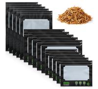 AUAUY 15 PCS Airtight Storage Bags, Three Sizes Transparent Resealable Bag, Integrated Moisture Control (58-62% RH) for Storage, Stand Up Packaging Pouch Bags for Candy, Cookie, Nut, Fruit