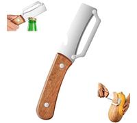 AUAUY 1PCS Multifunctional Vegetable Peeler, Stainless Steel Potato Peelers with Ergonomic Non-Slip Wooden Handle, 2-in-1 Single-Blade Fruit Peeler and Bottle Opener, for Vegetables, Carrot and Fruit