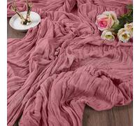 AUAUY 2 Pack Boho Gauze Fabric Table Runner, 90x300cm Pink-purple Rustic Cheese Cloth Runner for Baby Shower Decoration Wedding Holiday Party Summer