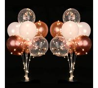 AUAUY 2 Pcs Balloon Stand Set for Table, Reusable Light Up Column With 16 Balloons and 2 Lights, for Birthday Party Decorations, Wedding Decorations, Festivals and Parties