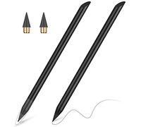 AUAUY 2 PCS Metal Infinity Pencil With Replaceable Nib, Everlasting Writing Drawing Instrument for Students Home Office School Supplies (Black)