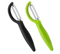 AUAUY 2Pcs Potato Peeler, I-Shaped Swivel Vegetable Peeler Set, Fruit Peelers for Kitchen, Non-Slip Grip Ergonomic Handle Sharp Blade Stainless Steel Peelers(Black, Green)