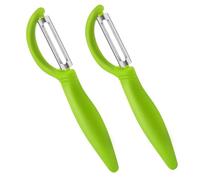 AUAUY 2Pcs Potato Peeler, I-Shaped Swivel Vegetable Peeler Set, Fruit Peelers for Kitchen, Non-Slip Grip Ergonomic Handle Sharp Blade Stainless Steel Peelers(Green)