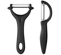 AUAUY 2Pcs Potato Peeler, Y and I-Shaped Swivel Vegetable Peeler Set-Black