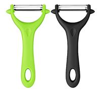 AUAUY 2Pcs Potato Peeler, Y-Shaped Swivel Vegetable Peeler（Black & Green） | Fruit Peelers for Kitchen, Non-Slip Grip Ergonomic Handle Sharp Blade Stainless Steel Peelers