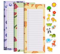 AUAUY 3 Pack Magnetic Notepads for Refrigerator, Fruit Design Grocery List Magnet Pads with 12PCS Mini Refrigerator Magnets, Full Magnet Back Notepads for Shopping List,To-Do List, 50 Sheets Per Pad